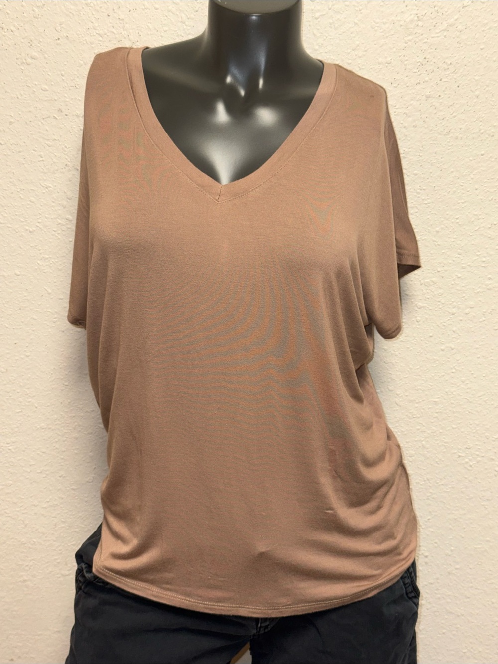 Philosophy Taupe V-Neck Short Sleeve Top